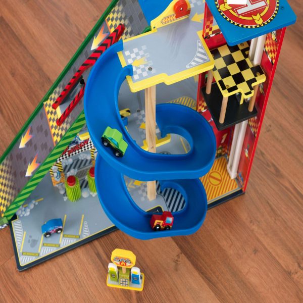KidKraft Mega Ramp Racing Set with 5 Vehicles and Moving Elevator - Image 12
