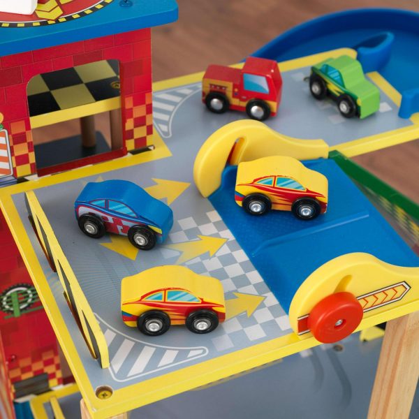 KidKraft Mega Ramp Racing Set with 5 Vehicles and Moving Elevator - Image 9