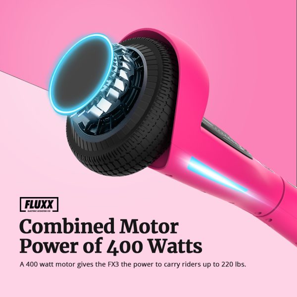 Fluxx FX3 Hoverboard with 6.2 Mph Max Speed, 176 lbs Max Weight, 3.1 Miles Distance, Self Balancing Scooter with 6.5 inch Wheels and LED Headlights Pink - Image 9