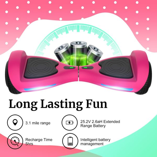 Fluxx FX3 Hoverboard with 6.2 Mph Max Speed, 176 lbs Max Weight, 3.1 Miles Distance, Self Balancing Scooter with 6.5 inch Wheels and LED Headlights Pink - Image 11