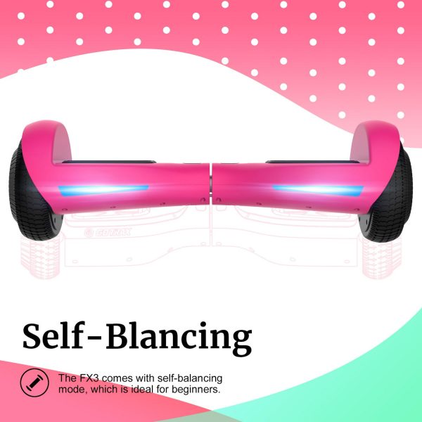 Fluxx FX3 Hoverboard with 6.2 Mph Max Speed, 176 lbs Max Weight, 3.1 Miles Distance, Self Balancing Scooter with 6.5 inch Wheels and LED Headlights Pink - Image 8