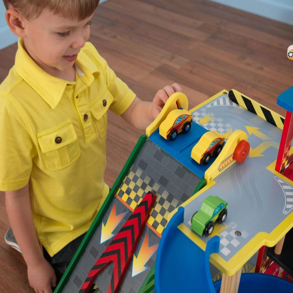 KidKraft Mega Ramp Racing Set with 5 Vehicles and Moving Elevator - Image 6