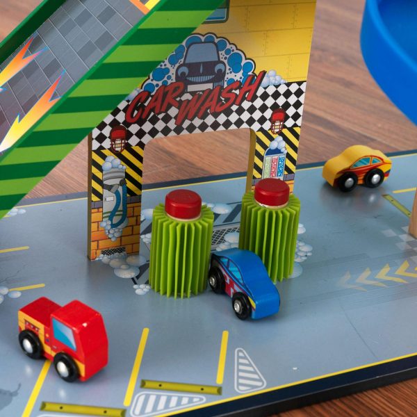 KidKraft Mega Ramp Racing Set with 5 Vehicles and Moving Elevator - Image 5