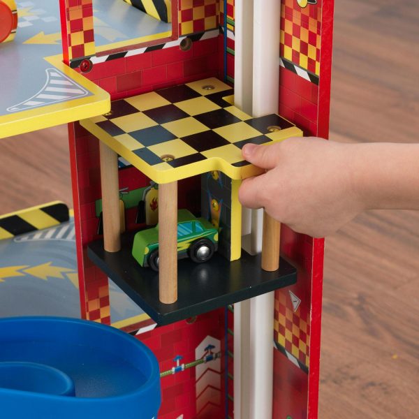 KidKraft Mega Ramp Racing Set with 5 Vehicles and Moving Elevator - Image 7